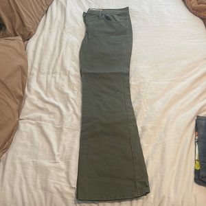 Green boot cut utility pants